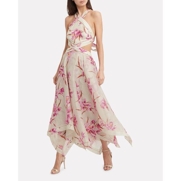 Zimmermann Corsage Halterneck Scarf Dress Floral - 2 (M)